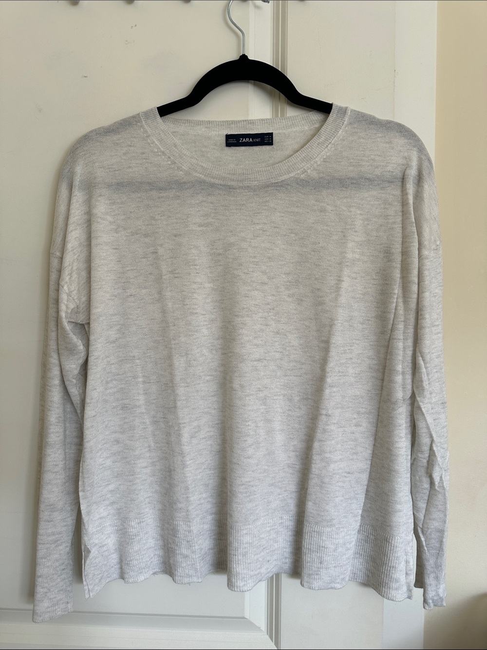 Zara Light Heather Gray Crewneck Sweater